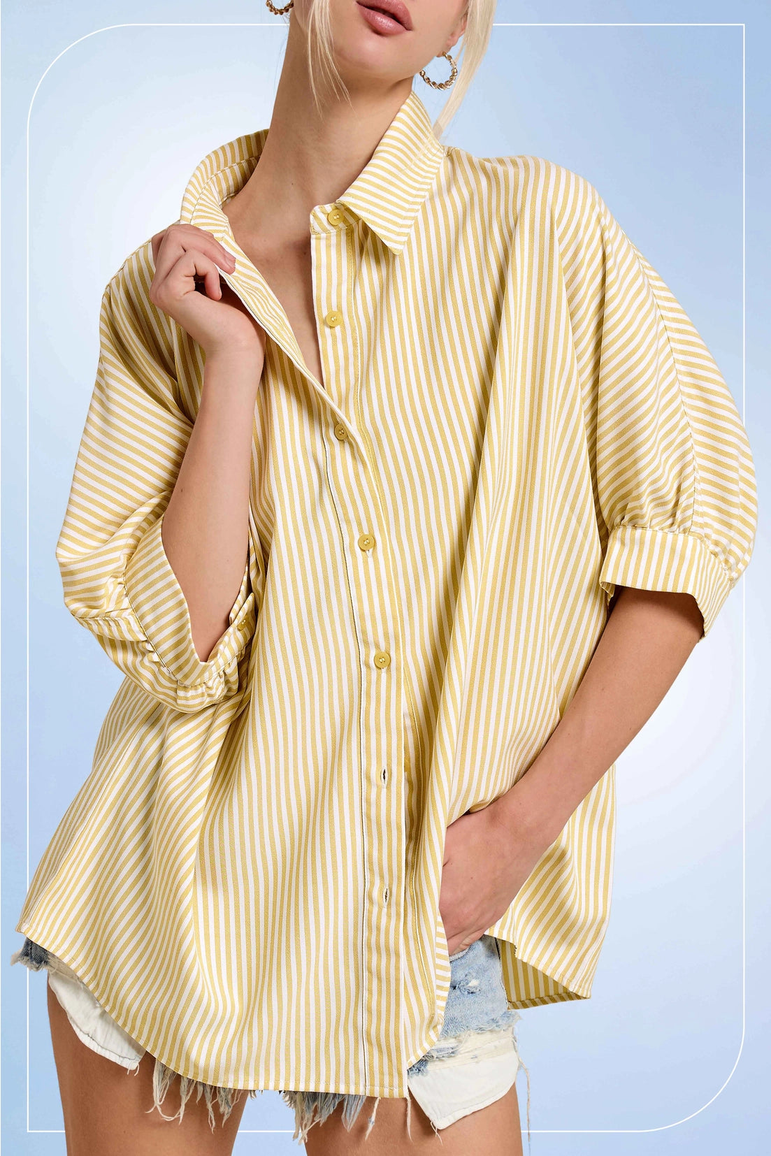 Janey Butter Stripe Relaxed Button Down Top