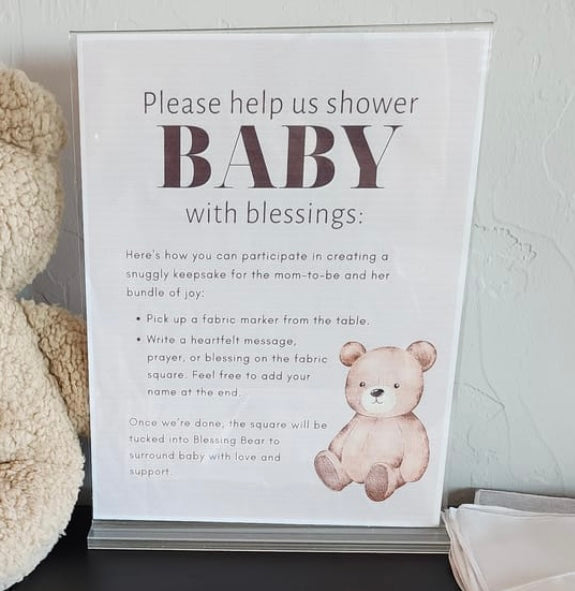 Baby Shower Blessing Bear Sign
