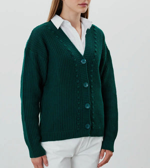 Kase Green Knit Sweater Cardigan