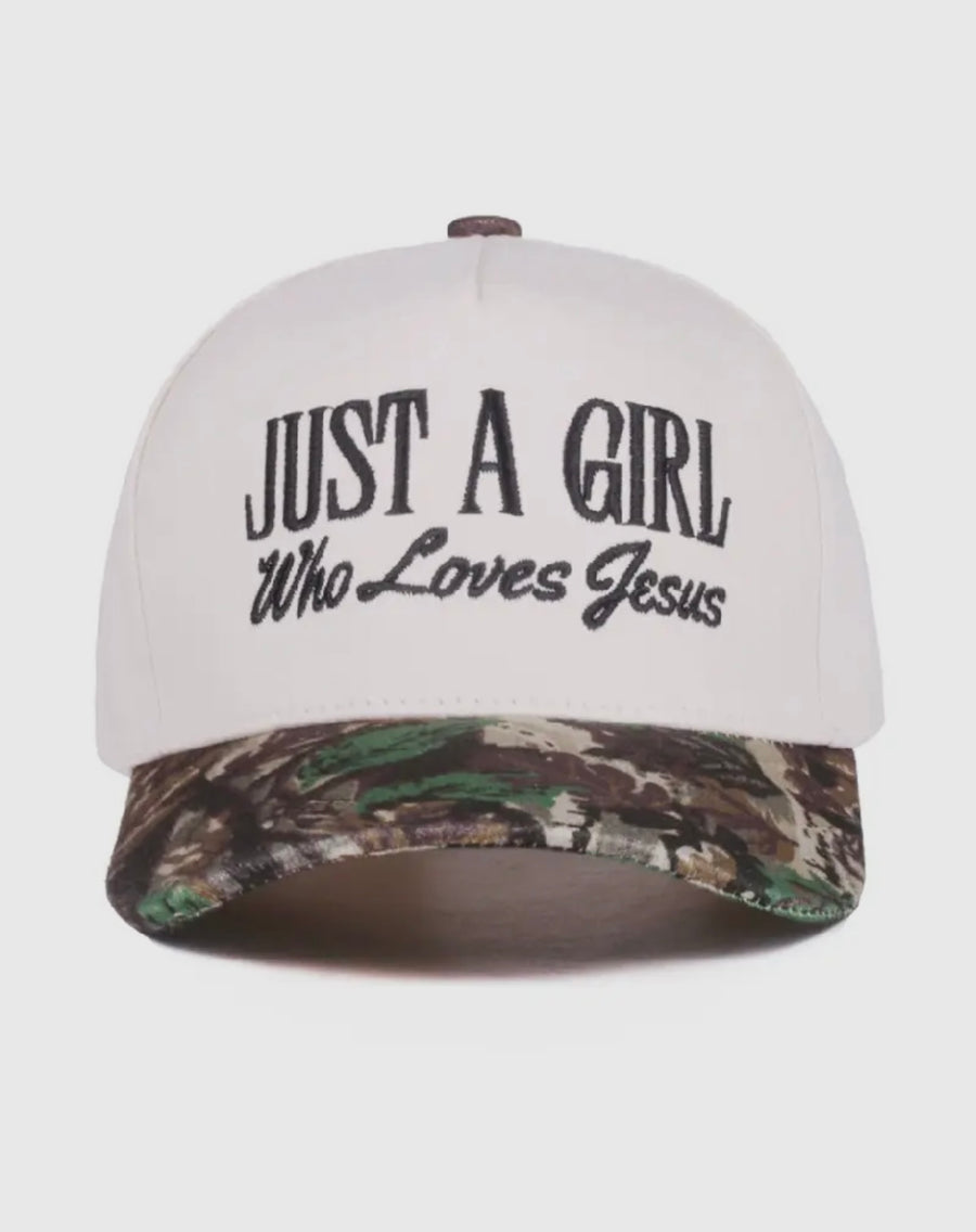 Just A Girl Who Loves Jesus Camo Hat