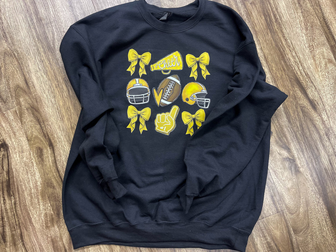 Yellow Pop Of Cheer & Bow Graphic Sweatshirt