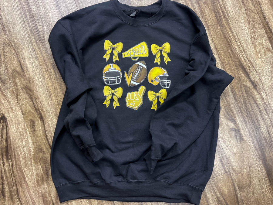 Yellow Pop Of Cheer & Bow Graphic Sweatshirt