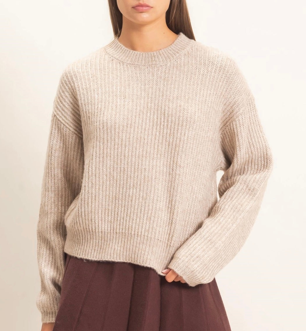 Rowan Ribbed Taupe Sweater