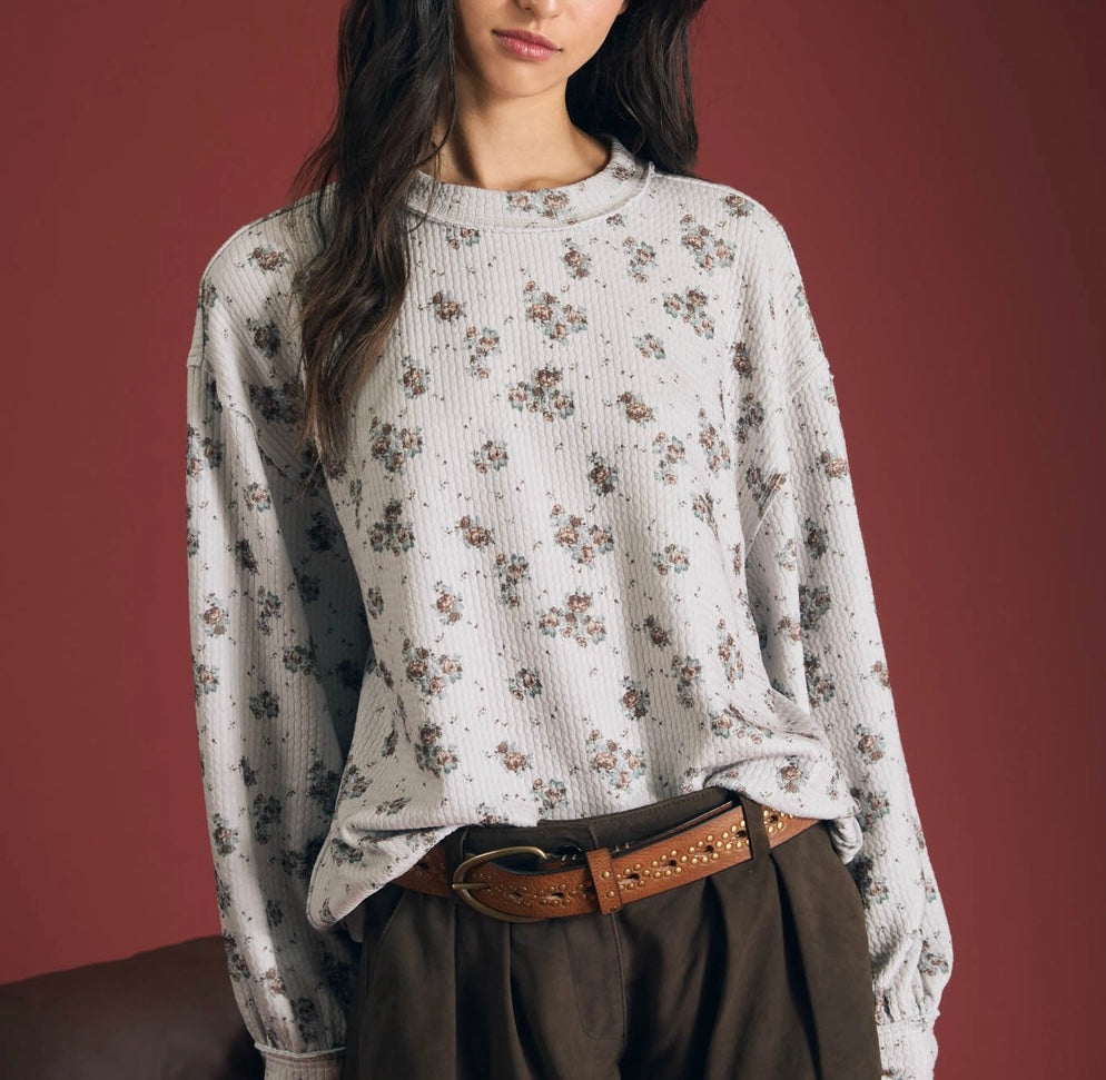 Mable Floral Dot Print Textured Top