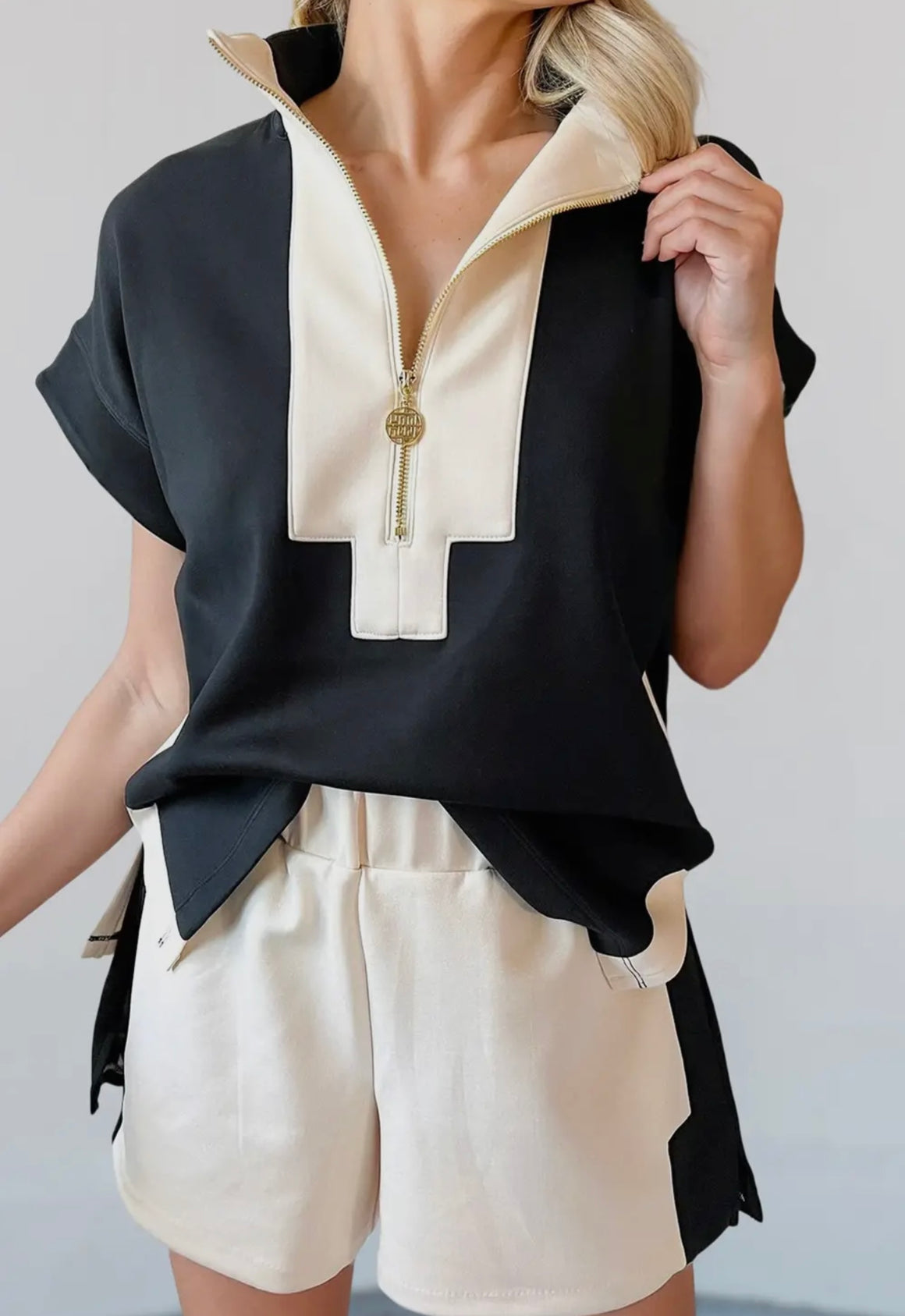 Stitch Contrast Black & Cream Set