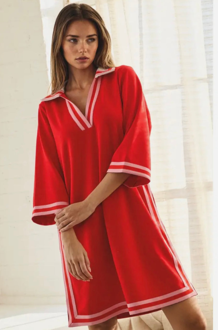 Whit Knit Pop Of Color Outline Dress