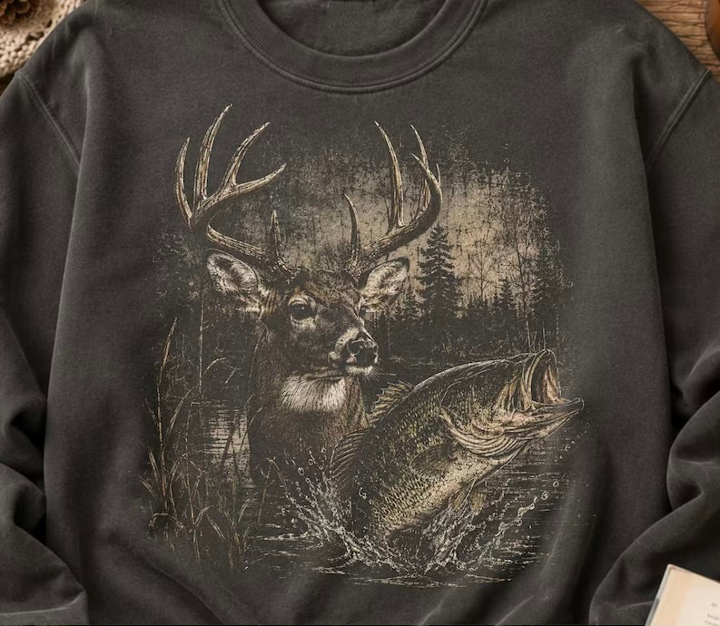 Vintage 90's Retro Buck Crewneck or Tee