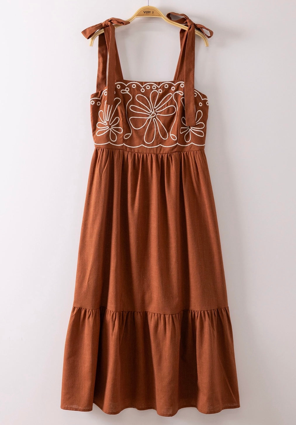 Dazed Embroidered Chocolate Mini Dress