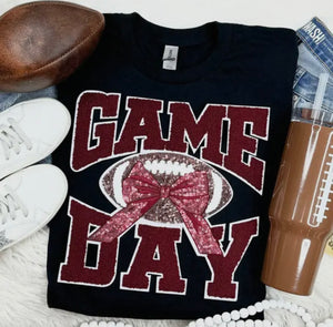 Maroon Chenille Patch Game Day Graphic Sweatshirt