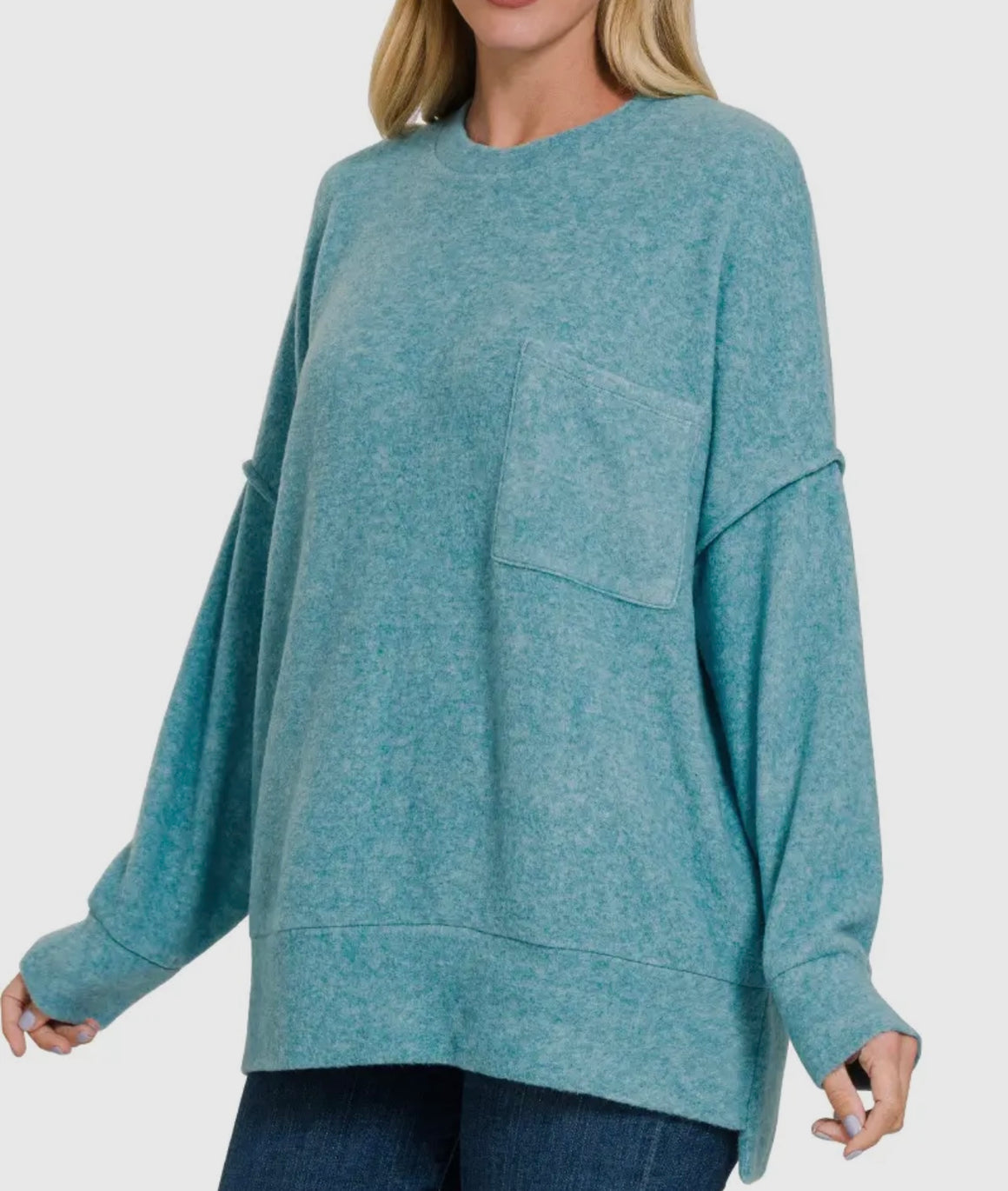 Netty Brushed Teal Top