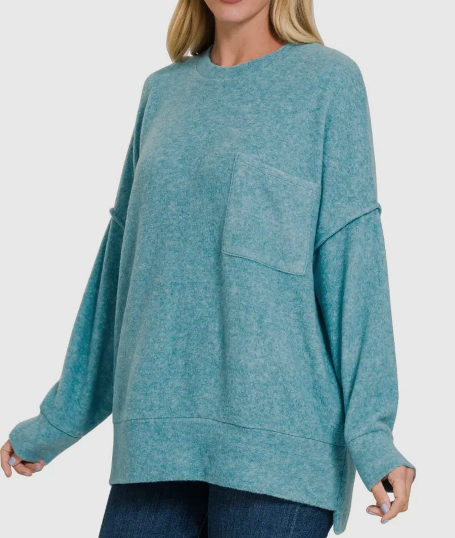 Netty Brushed Teal Top