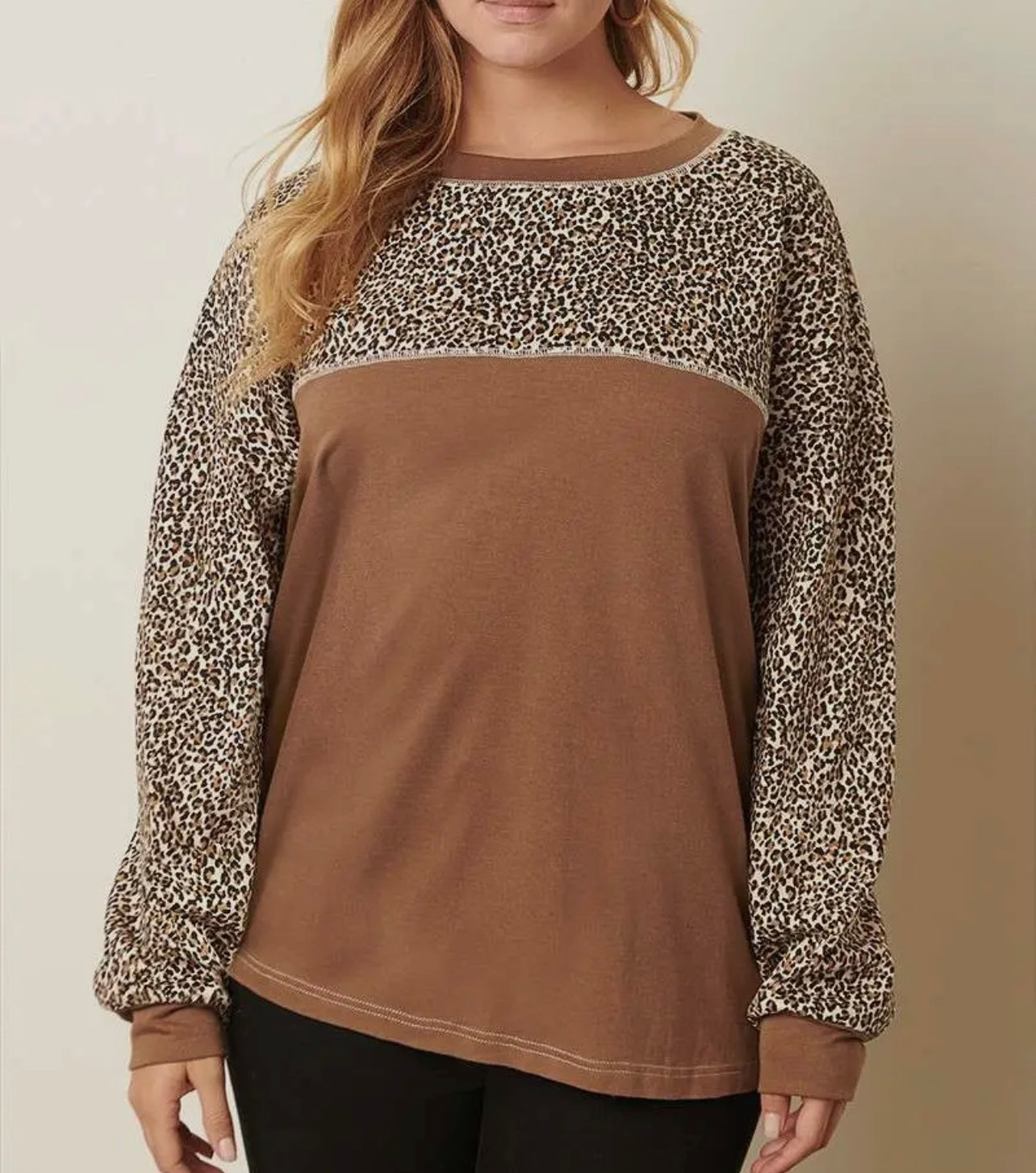 Maggie Leopard Brown Top (Extended Size)