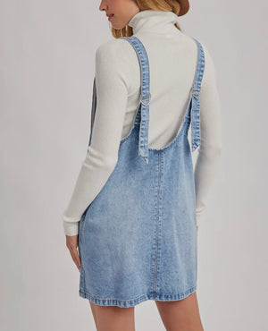 Run Soft Denim Overall Pocket Dress