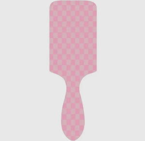 Pink Checkered Paddle Brush