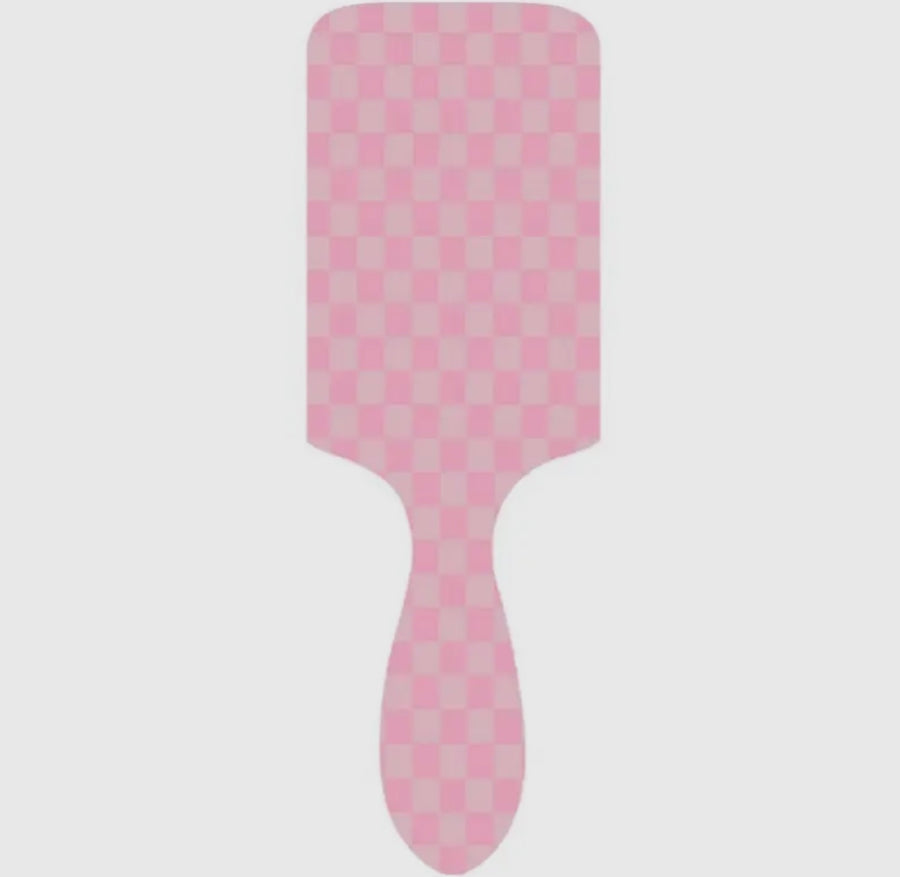 Pink Checkered Paddle Brush