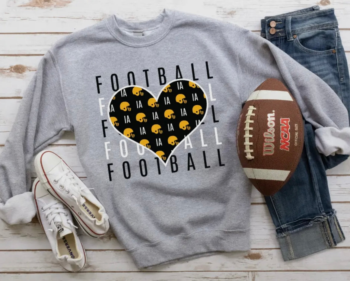 Hawkeye Football Heart Graphic Sweatshirt