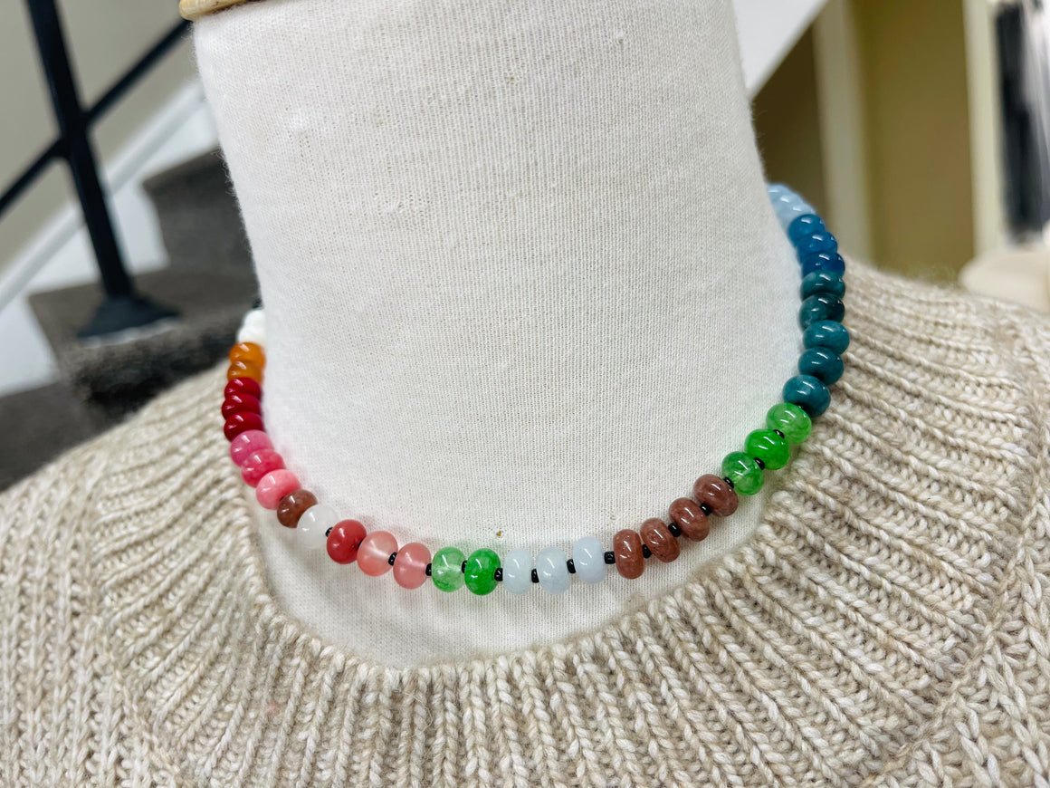 Natural Babe Glass Beaded Color Trend Necklace (3 Colors)