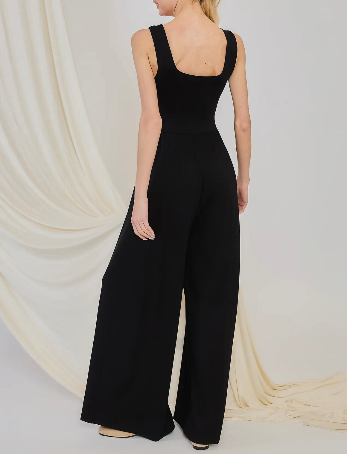 Rylee Square Neck Black Jumpsuit