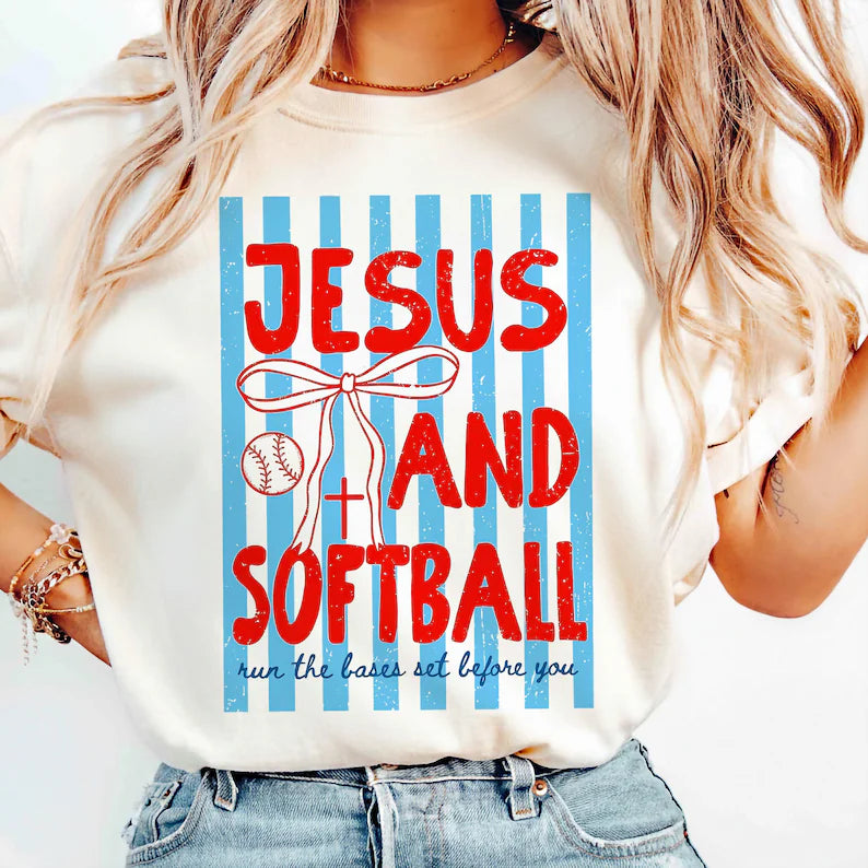 Jesus & Softball Stripe Tee