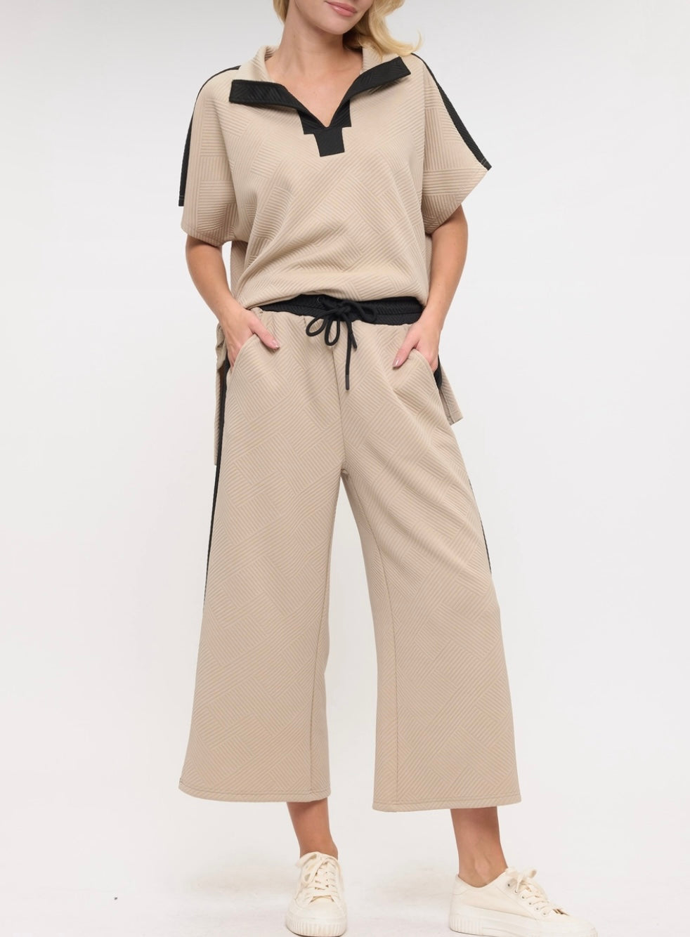 Mel Color Block Trimmed Two Piece Set