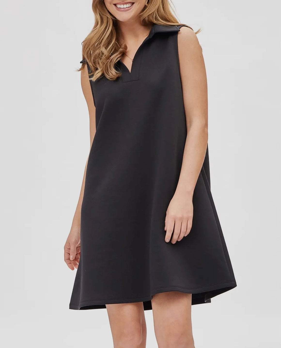 Game Day Collared Scuba Black Dress