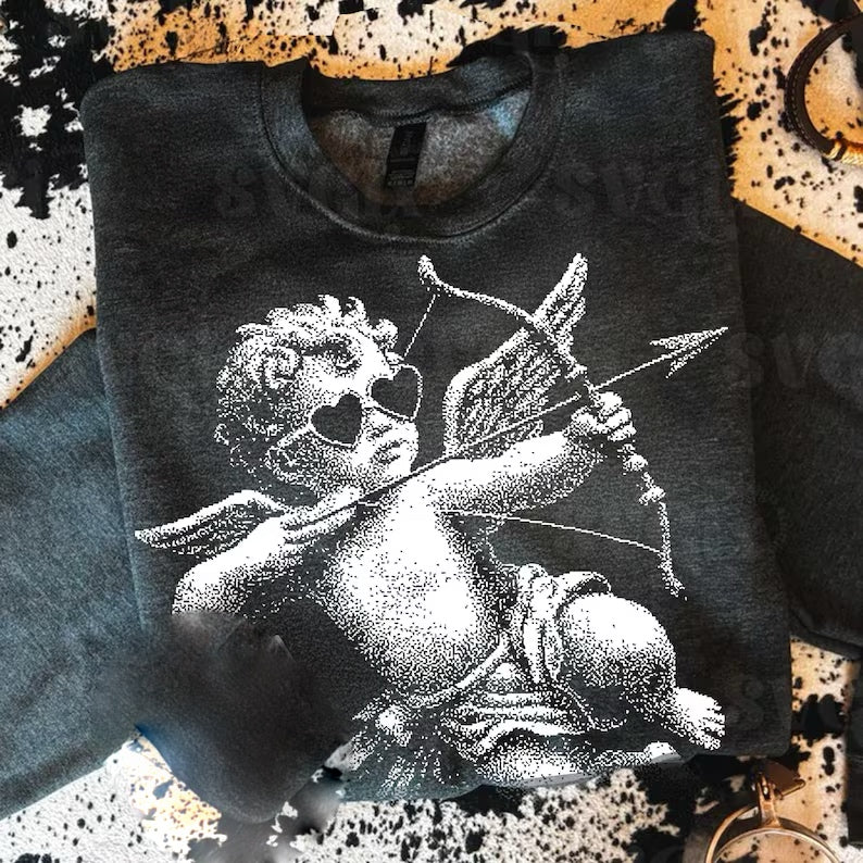 Cupid Retro Charcoal Crewneck