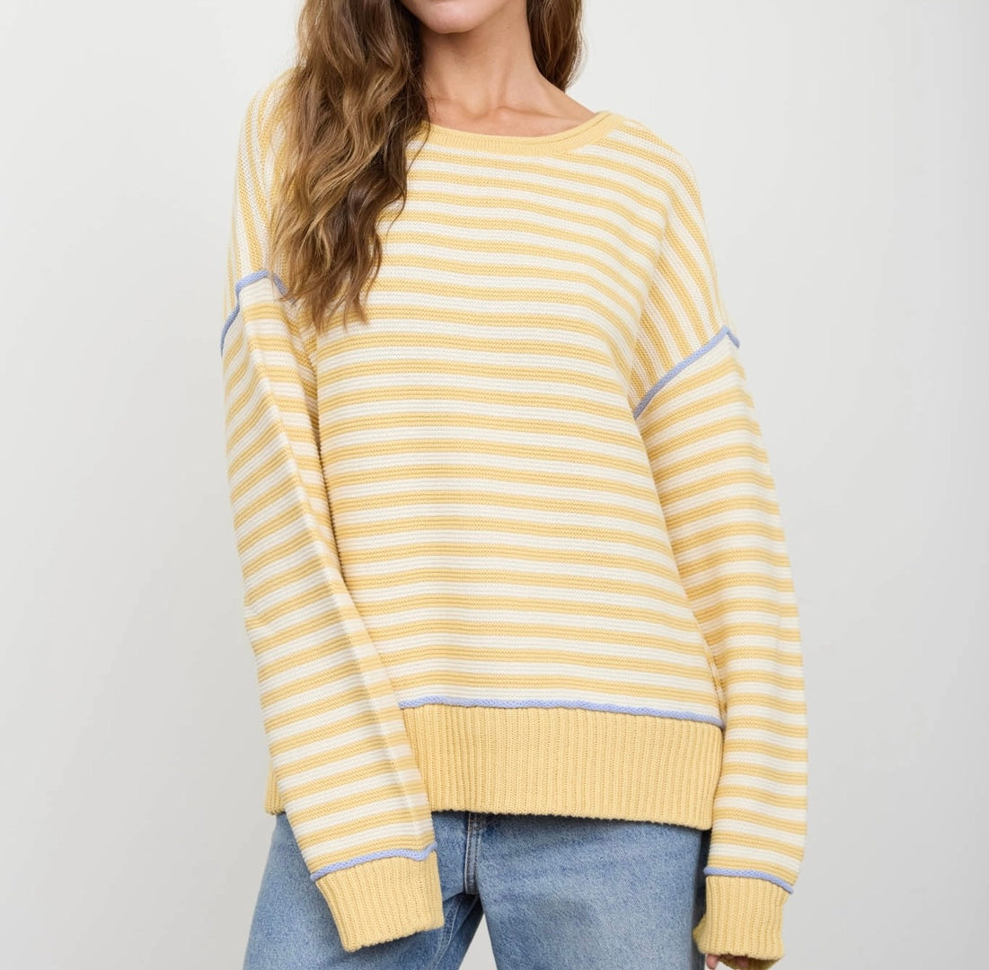 Mason Strip Contrast Buttercream Sweater