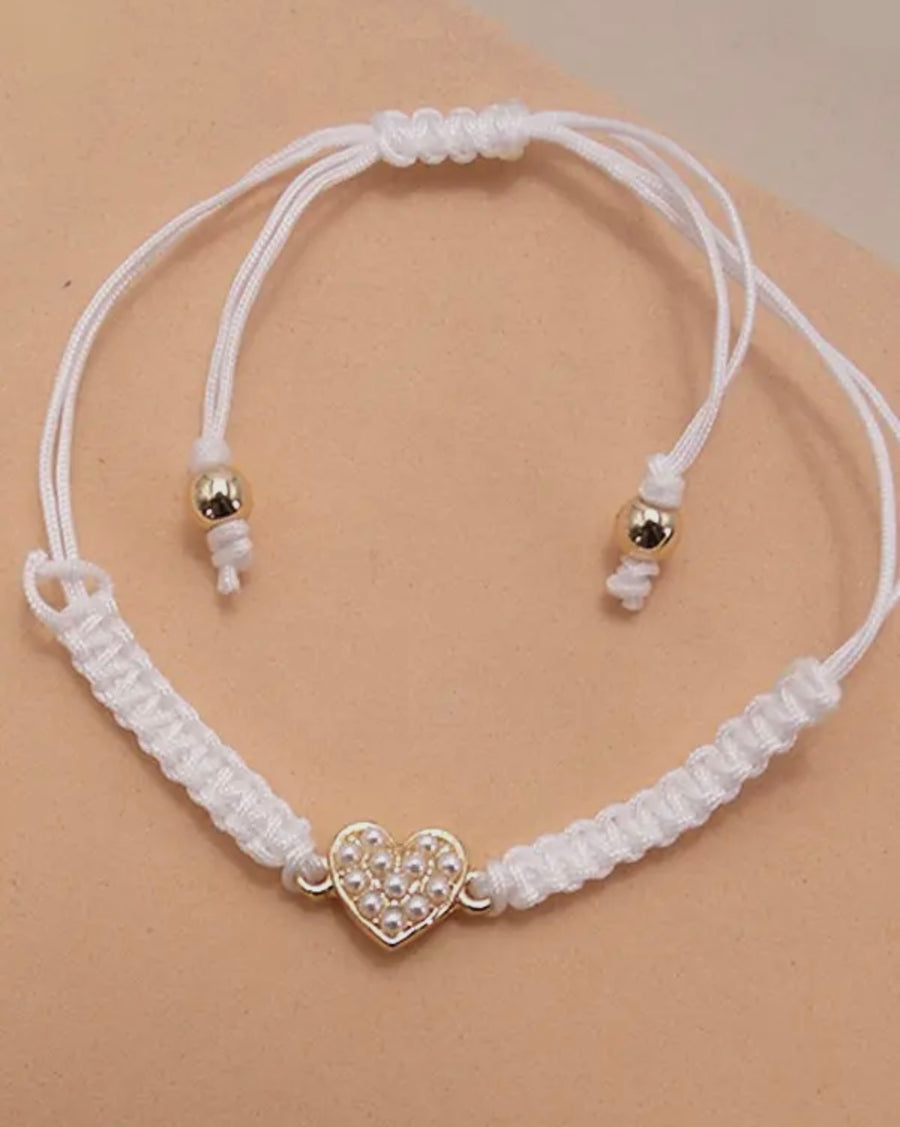 Pearly Heart Adjustable Heart Bracelet