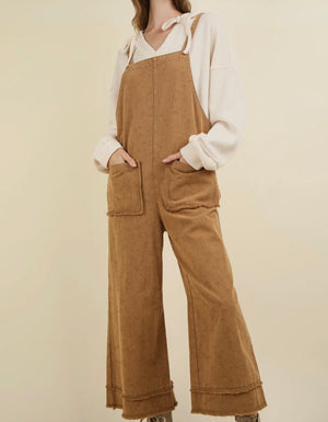 Katelyn Twill Camel Overalls