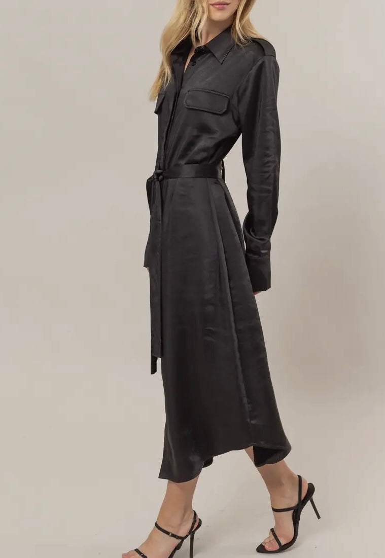 Just Ready Matte Satin Black Dress