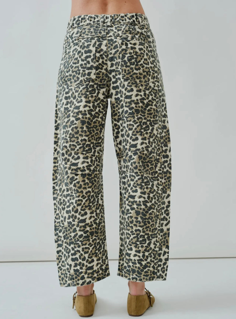 Noel Leopard Slouch Crop Barrel Jean