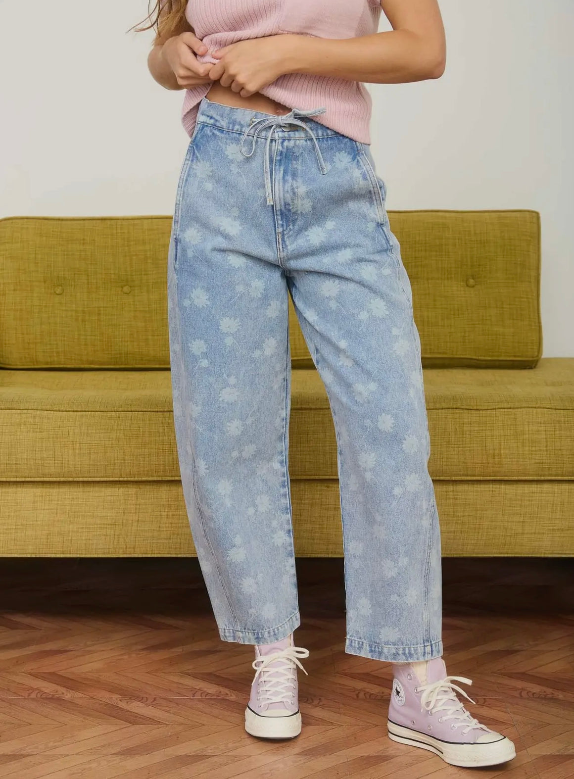 Mia Drawstring Daisy Denim Jeans