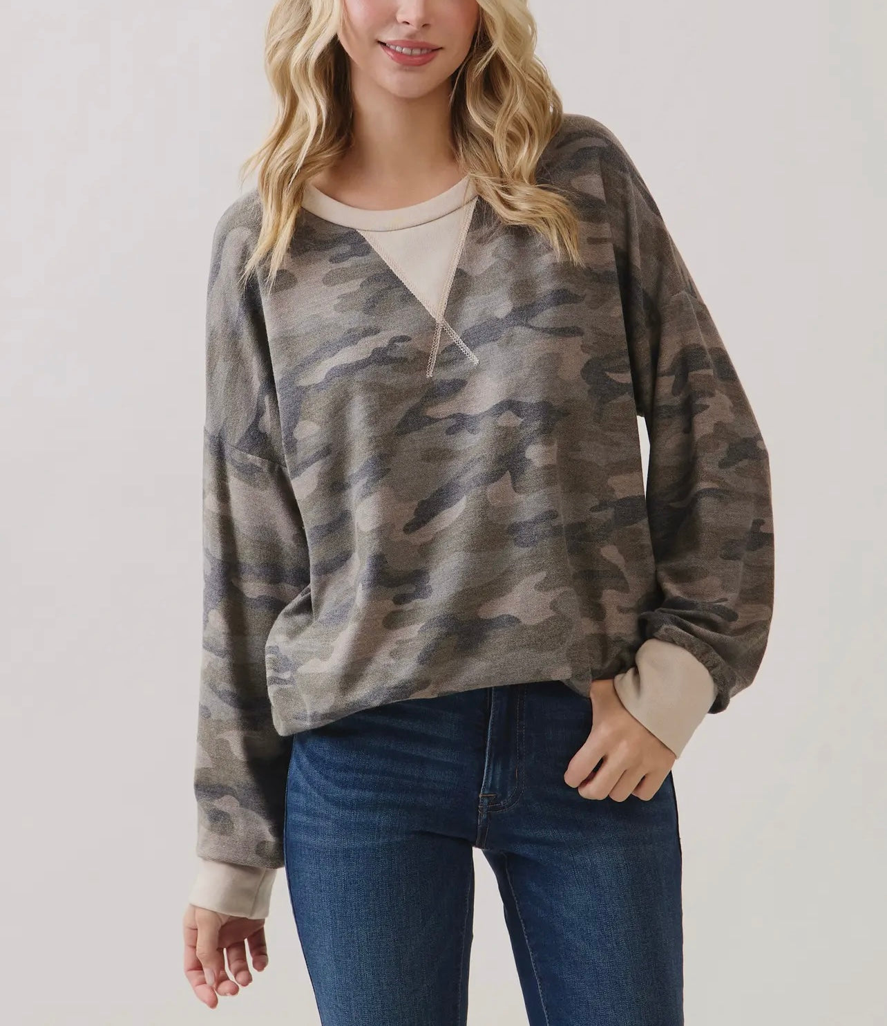 Highly Favored Camo Top