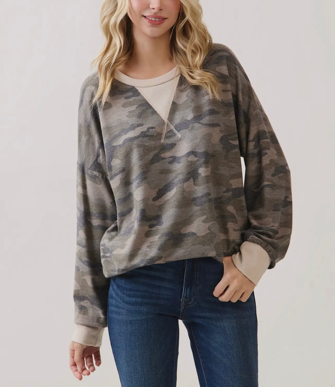 Highly Favored Camo Top