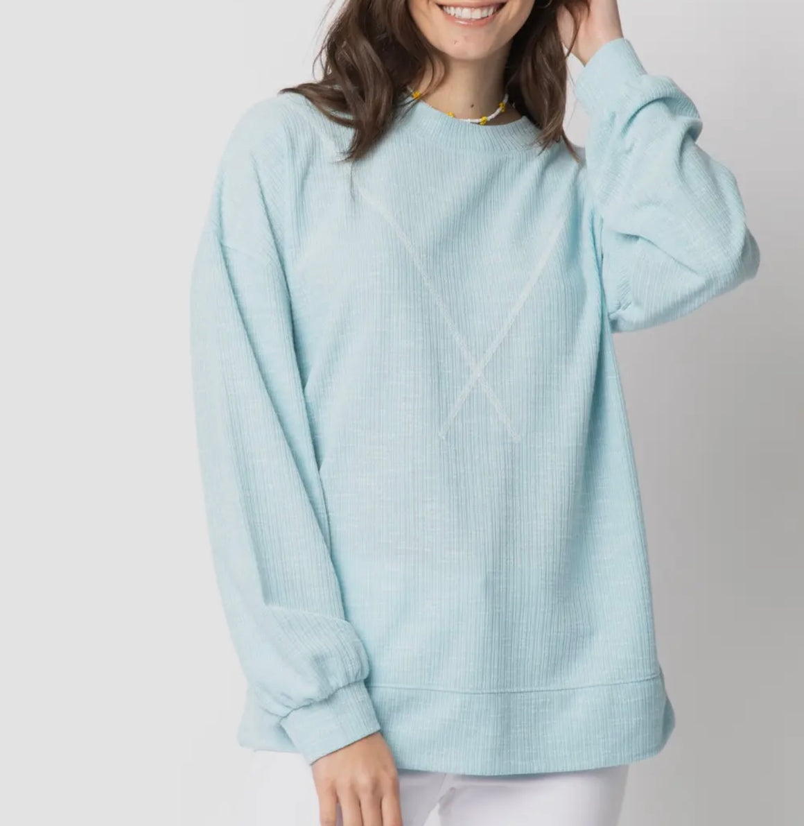 Gretchen Sky Blue Ribbed Top